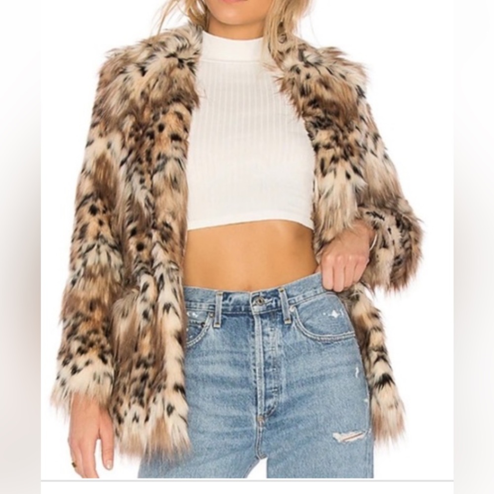 Like new worn once Majorelle Faux Fur Stella Coat.  Size M.  Color Snow Leopard.